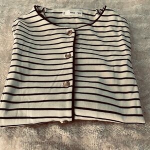 Mango Cream and Black Striped Cardigan